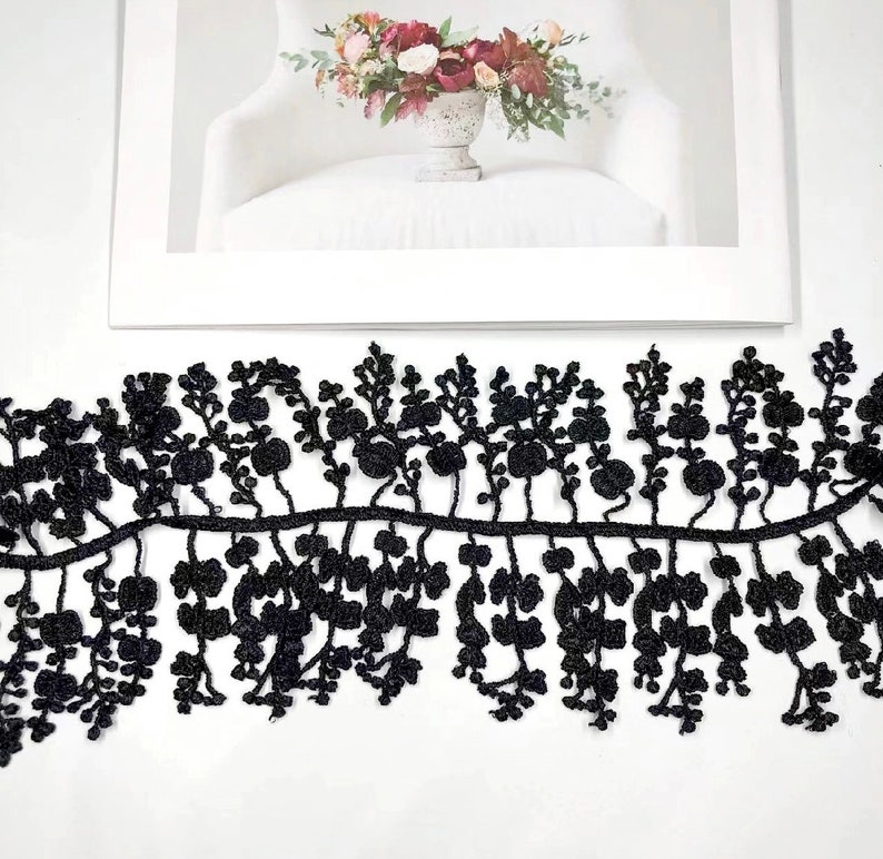 White Venice Lace Trim Super Exquisite Fringe Lace Wedding Bridal Bracelet Jewelry Design 1 Yard image 6