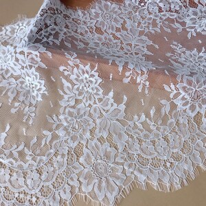 Elegant Chantilly Scalloped Lace French Lace Dress Fabric Gowns Dress Veils Bridal Lace Trim - 3 Meters