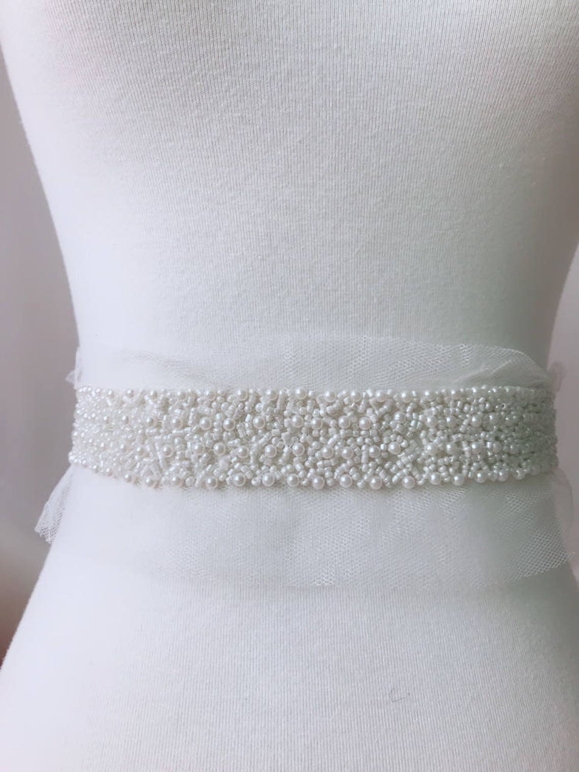 Wide Beaded Trim Ivory Wedding Sash Trim for bridesmaid sash Etsy