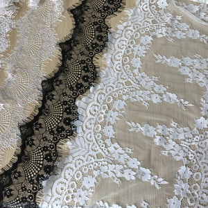Renda Chantilly, Renda de Renda para Vestido de Noiva, Renda de Borda para Véus de Noiva, Tecido de Renda para Xale de Dama de Honra
