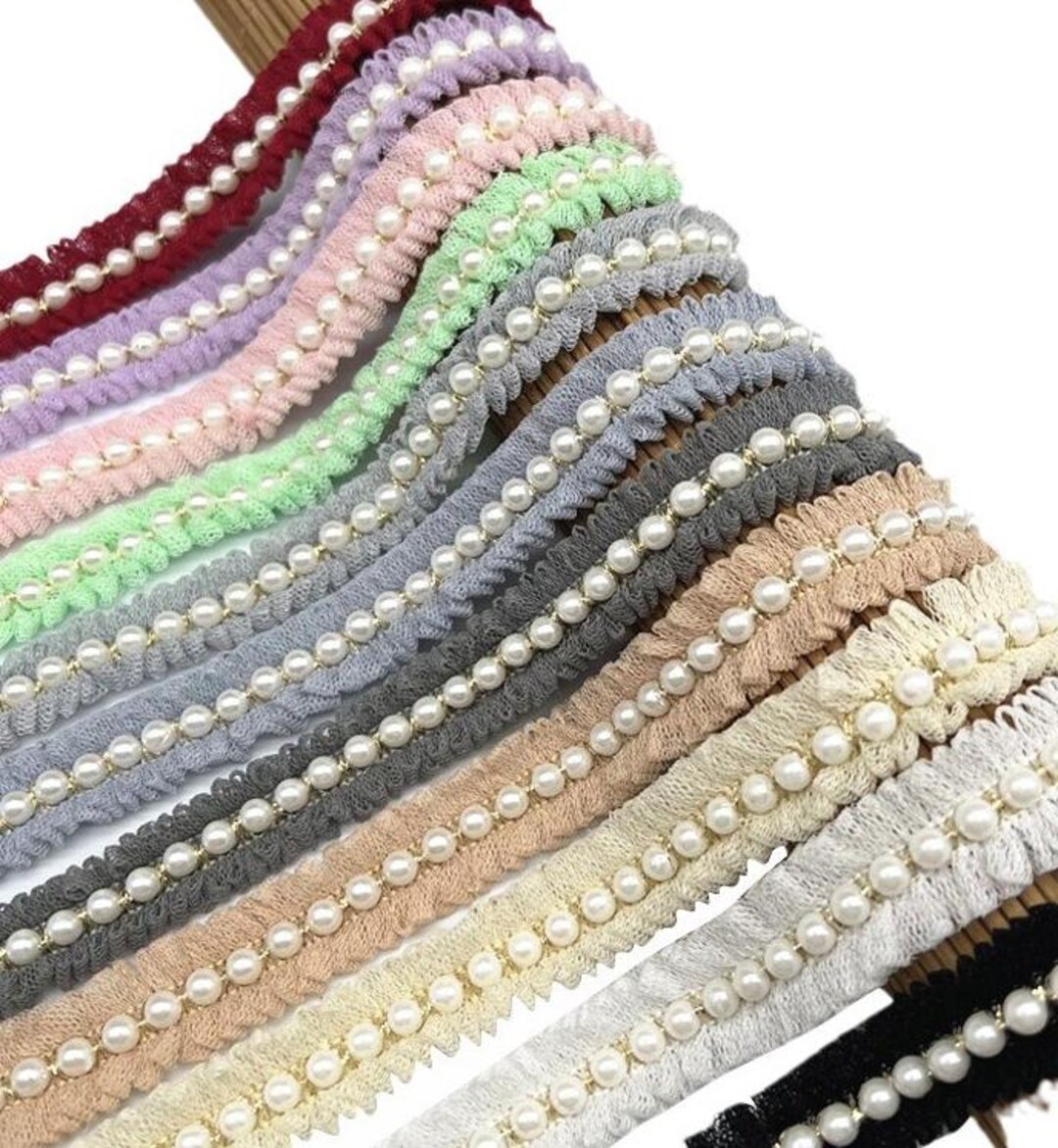 2cm Wide Pearl Ruffle Trim, Colorful Lace Trim, Narrow Clothing Blouse ...