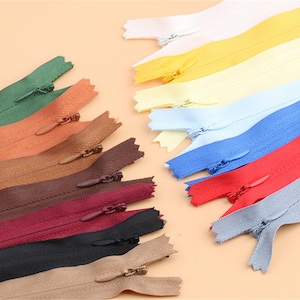 17 Colors - Zippers, Choose for Length, Doll Clothes, Sewing Projects - 10 Pcs
