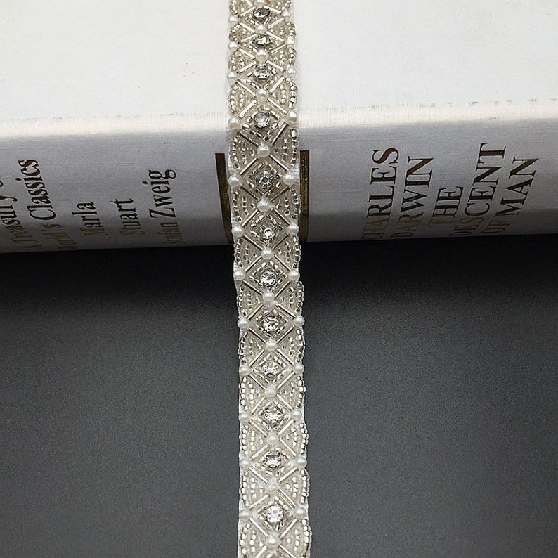 Bridal Beaded Trim Bead Lace Trim Beaded Trim Veil Wedding Etsy