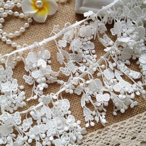 White Venice Lace Trim Super Exquisite Fringe Lace Wedding Bridal Bracelet Jewelry Design 1 Yard image 2