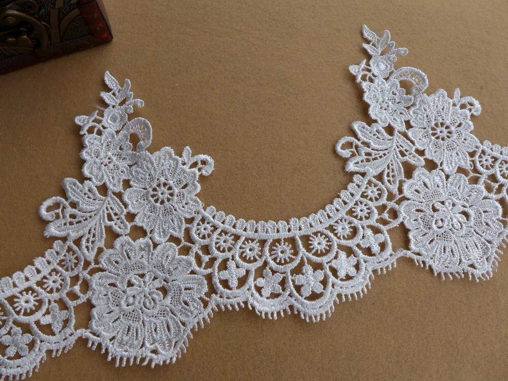 White Lace Trim Bridal Venice Scalloped Lace Wedding Veils Etsy