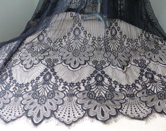 NUEVA tela de encaje Chantilly con ribete de pestañas festoneadas vintage para vestido de novia elegante, tela de encaje para chal de mujer