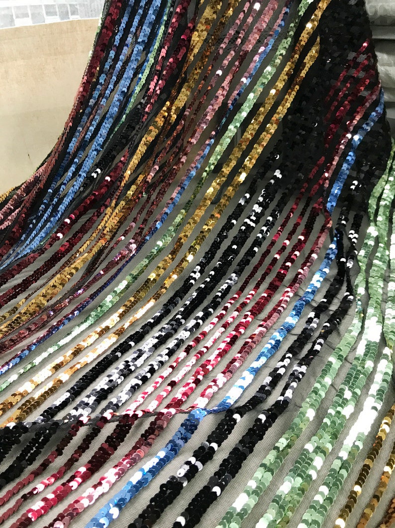5mm Sequin Fabric Material Sparkling Colorful Sequins Lace Etsy