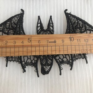 Black / Off White Lace Bat Guipure Embroidered Lace Applique for Halloween Decoration, Wall Accent, Cosplay Costume Sewing Supplies image 10