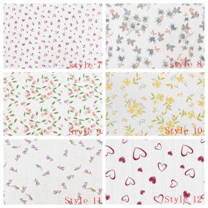 54 Styles-Cotton Pointelle Knit Fabric, Summer Jersey Knit Breathable Babywear, Tops, Pajamas, Floral Animal Bow Dot Heart Printed Cotton image 5