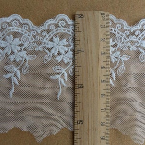 Bordure en dentelle florale de mariage en dentelle brodée festonnée blanche pour mariée, pochette, sac à main, poignets, vêtements image 5