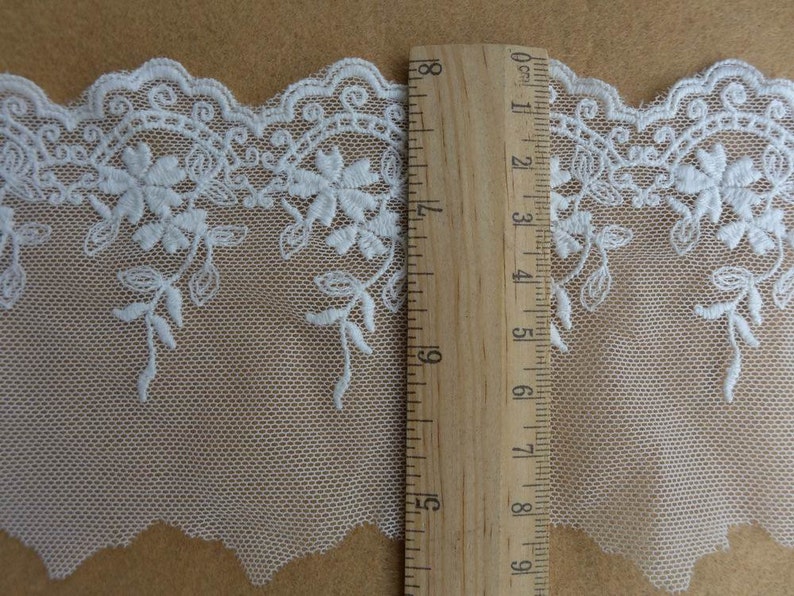 Bordure en dentelle florale de mariage en dentelle brodée festonnée blanche pour mariée, pochette, sac à main, poignets, vêtements image 5