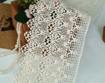 Cotton Trim Crochet Style Lace Trim Beige Cotton Scalloped Lace Trimming - 2 Yards