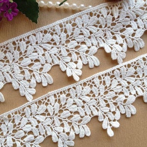 Off White Cotton Venice Leaves Lace Trim 2.36 Inches wide Cotton Trim
