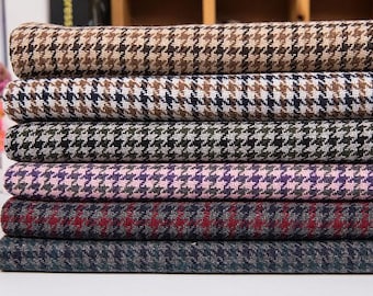 Houndstooth Pattern Design, Vintage StyleTweed Fabric, Fashion Tweed Woolen Fabric, Coat Dress Fabric, Upholstery Fabric, Apparel Fabric