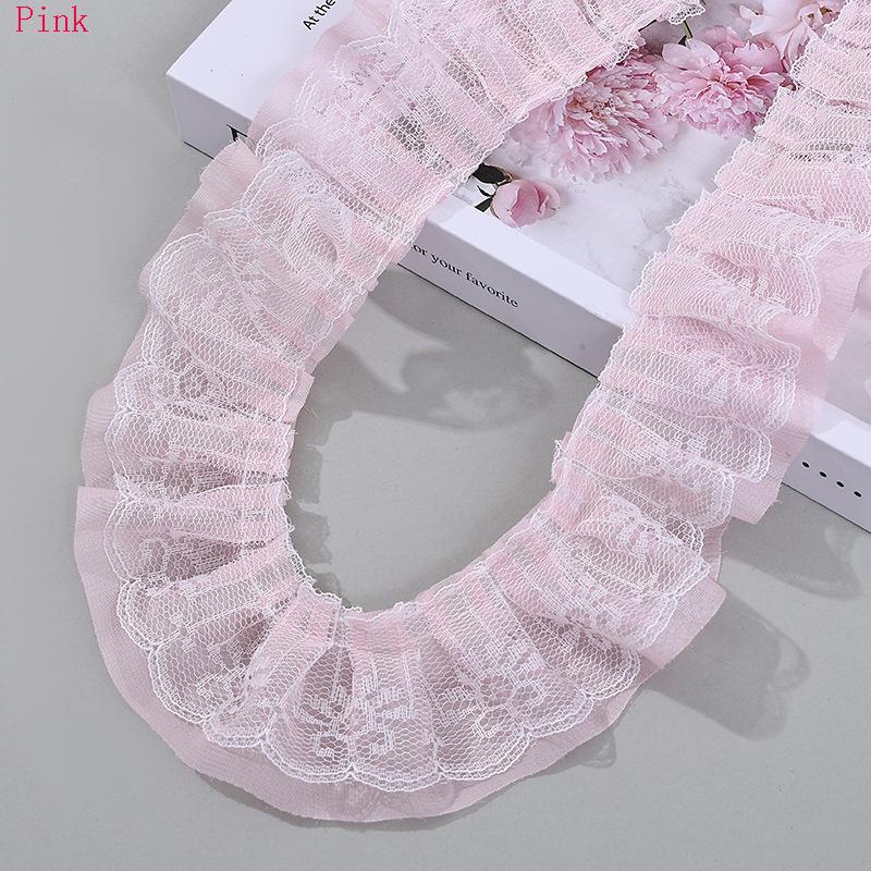 2 Yards White Ruffled Lace Trim, Chiffon Lace Fabric, Folded