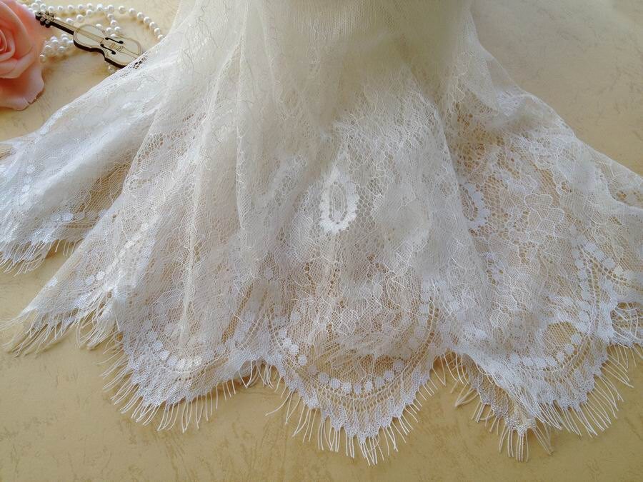 White Wedding Fabric Retro Eyelash Floral Lace Fabric Etsy