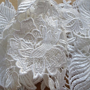 Exquisite White Lace Rose Embroidered Lace Trim Wedding Fabric 6.69 Inches Wide image 5