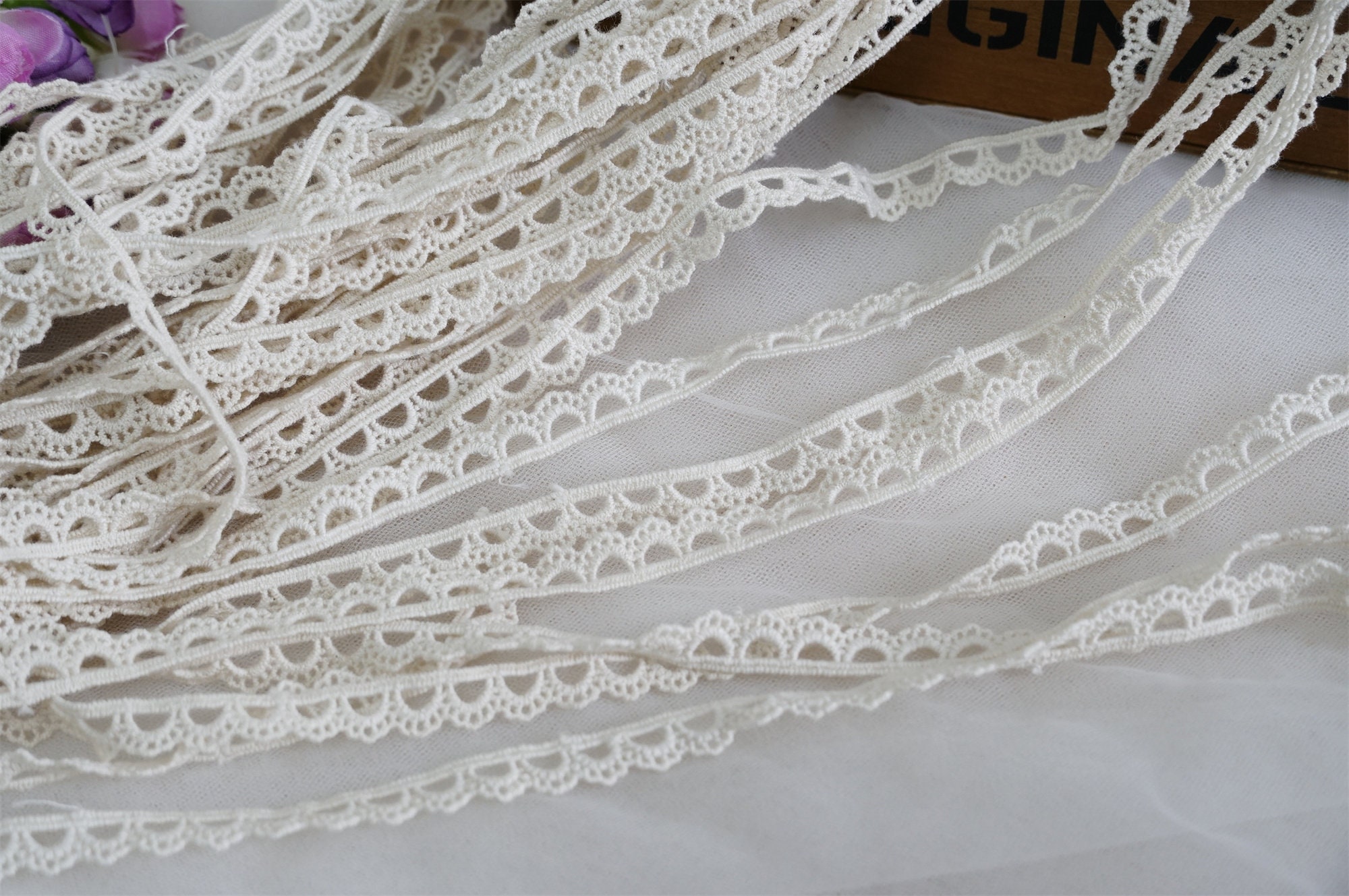 コットントリム、インサーションレース、ヴィンテージ風レース