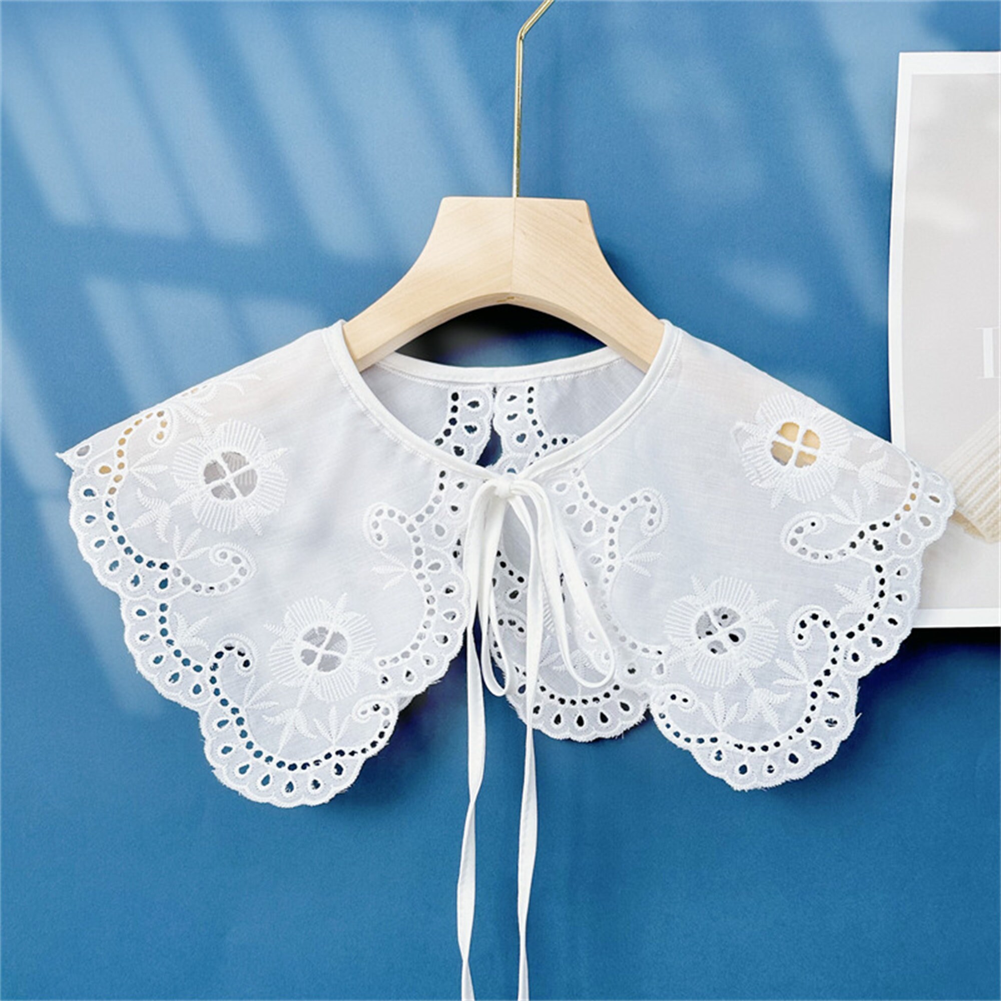 Cotton Eyelet Fake Collar, Detachable Peter Pan Collar, off White ...
