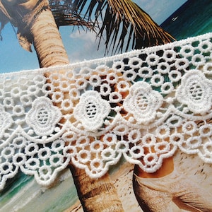 Cotton Fabric Lace Trim, White Hollow Out Lace Trim, Bridal Accessory Lace Trim, Lolita Style