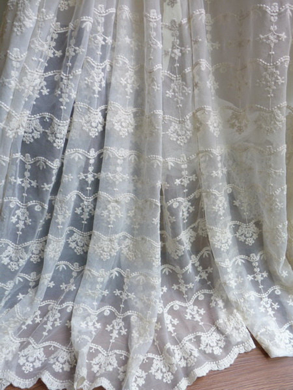 Cotton Lace Vintage Floral Lace Fabric in Ivory for Wedding | Etsy