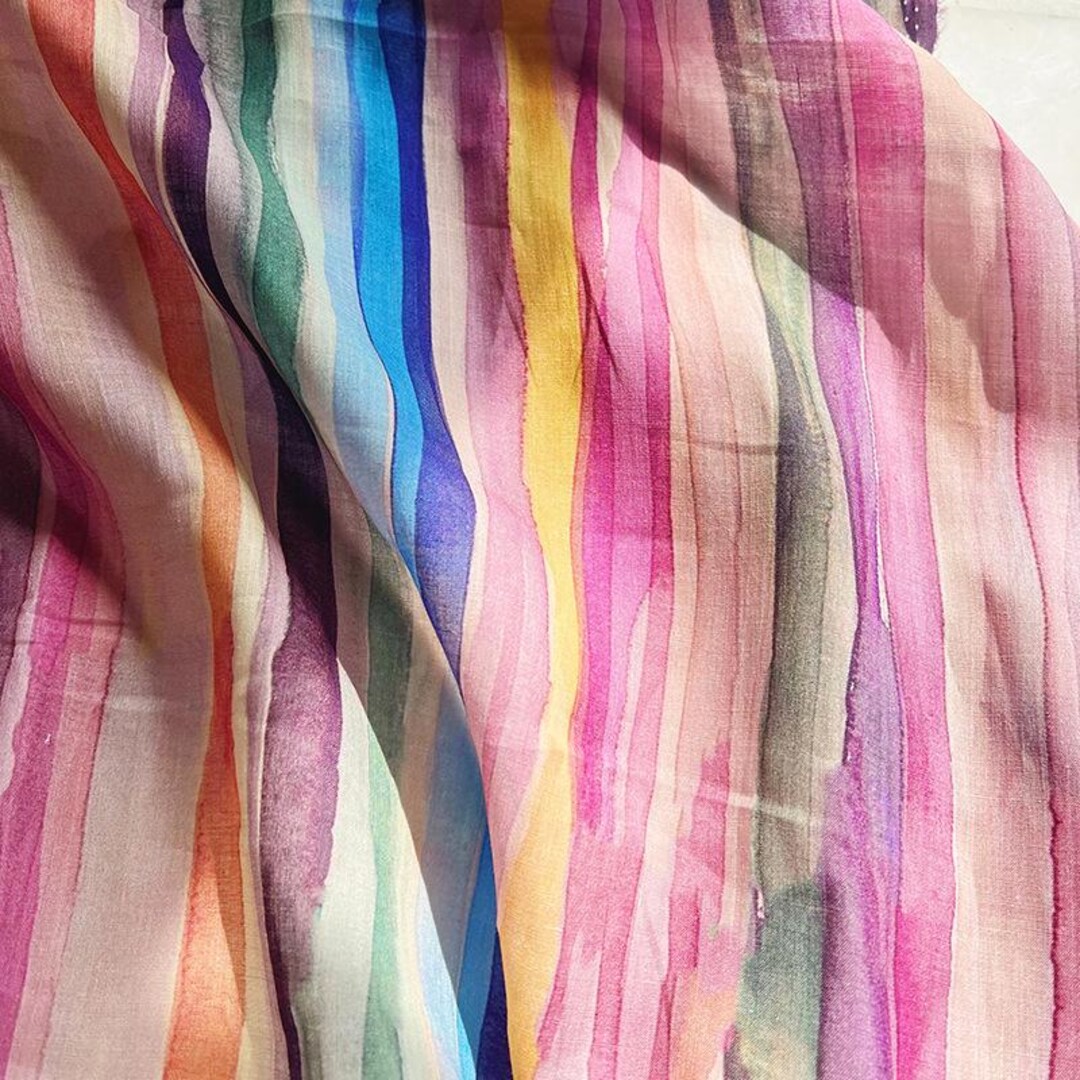 3 Colors-vintage Ramie Printed Fabric, Lightweight Colorful Ramie ...