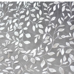 Exquisite Leaf Lace Fabric, Small Leaf Rank Fabric, Bridal Lace Fabric with Leaves, Ivory Wedding Embroidery Mesh Fabric