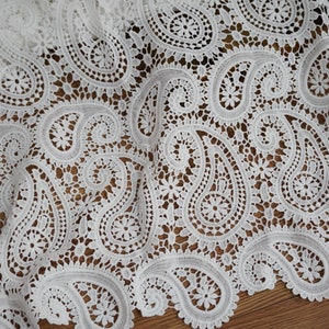 Off White Guipure Lace Paisley Fabric for Bridal Dress, Evening Gowns ...