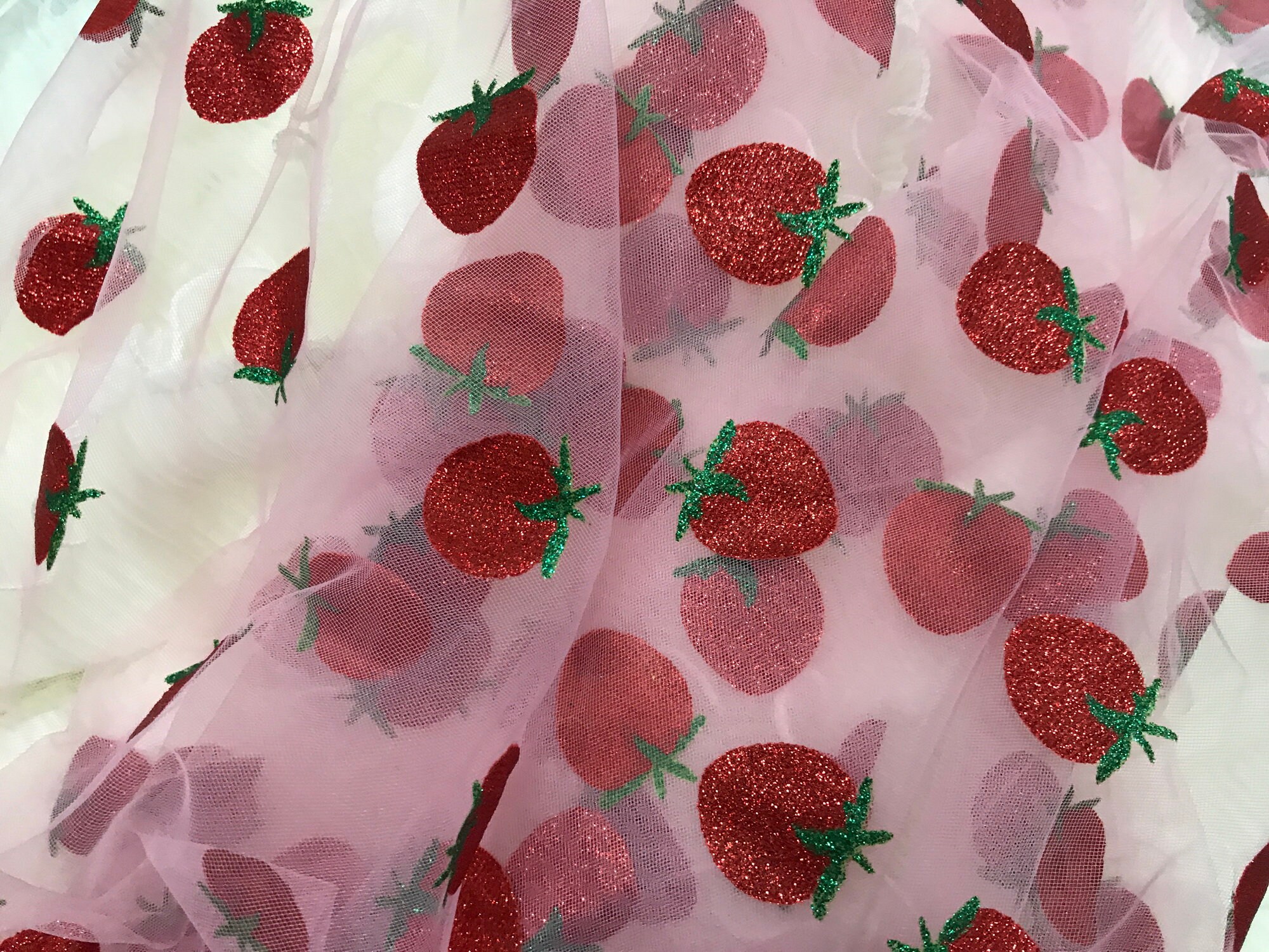 glitter strawberry tulle