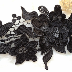 Black Venice Lace, Embroidered Lace Trim, Elegent Trim Lace, Wedding Fabric Lace