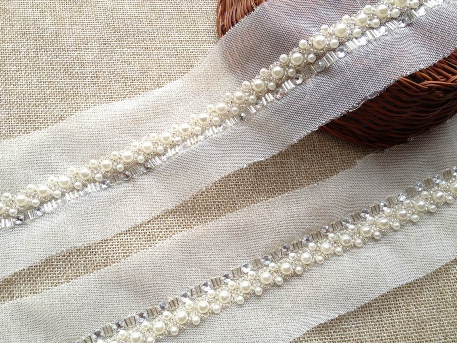 1 Yard Pearl Trim Ivory Wedding Beaded Trim for Bridal Etsy