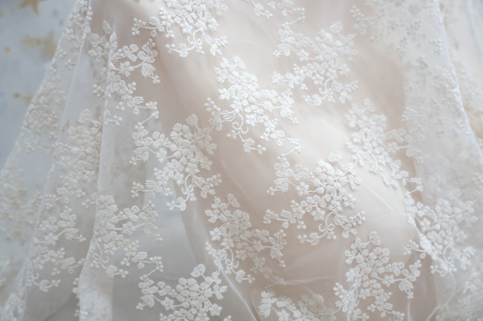 Beige Color Linen Base with Artichoke Flower Embroidery (023)