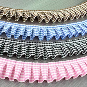 1,97" breed geplooide kantaccessoires, schattige geplooide gegolfde kanten rand, doe-het-zelf gestreepte geruite kanten rand, verkocht per 10 yards