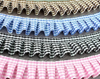 1.97" Width Pleated Lace Accessories, Cute Pleated Ruffled Lace Trim, Diy Striped Plaid Lace Trim, Sold by 10 yards