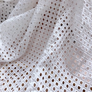 Cotton Fabric, Off white Eyelet Cotton Fabric, Classic Eyelet Fabric for Summer Dress, Eyelet maxi dress, Blouse