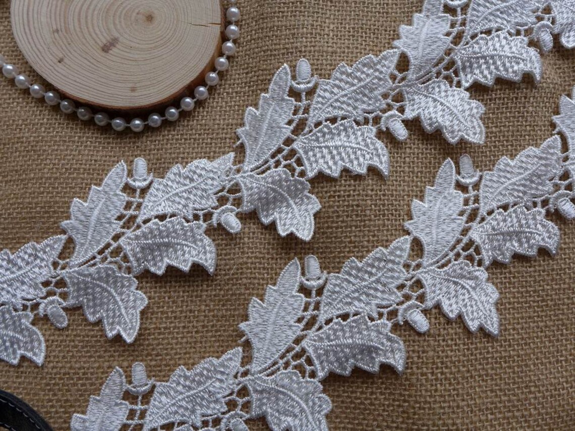 White Cotton Lace Trim Venice Lace Trim Round Dotted Lace 2