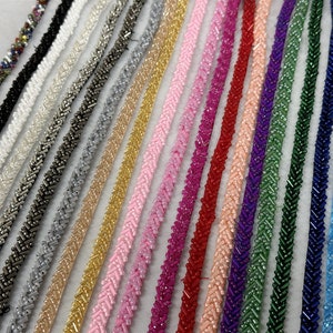 Exquisite Beaded Trim 0.2 Wide Wedding Beaded Lace for Gown Straps, Headbands, Sashes Belt or Cake decoration 20 colors image 1