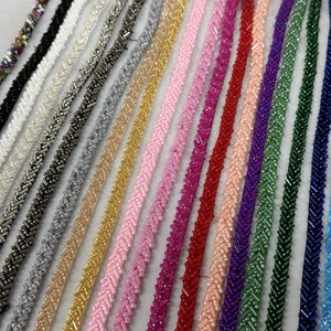 Prachtige kralenversiering 0,2" breed bruiloftkralenkant voor toga, hoofdbanden, sjerpenriem of taartdecoratie - 20 kleuren