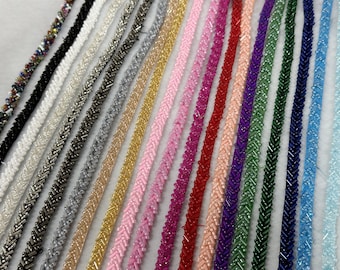 Exquisite Beaded Trim 0.2" Wide Wedding Beaded Lace for Gown Straps, Headbands, Sashes Belt or Cake decoration - 20 colors