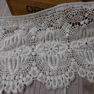 WIDE Cotton Lace Trim Vintage Beige Crochet Lace Scalloped Hollowed Out ...