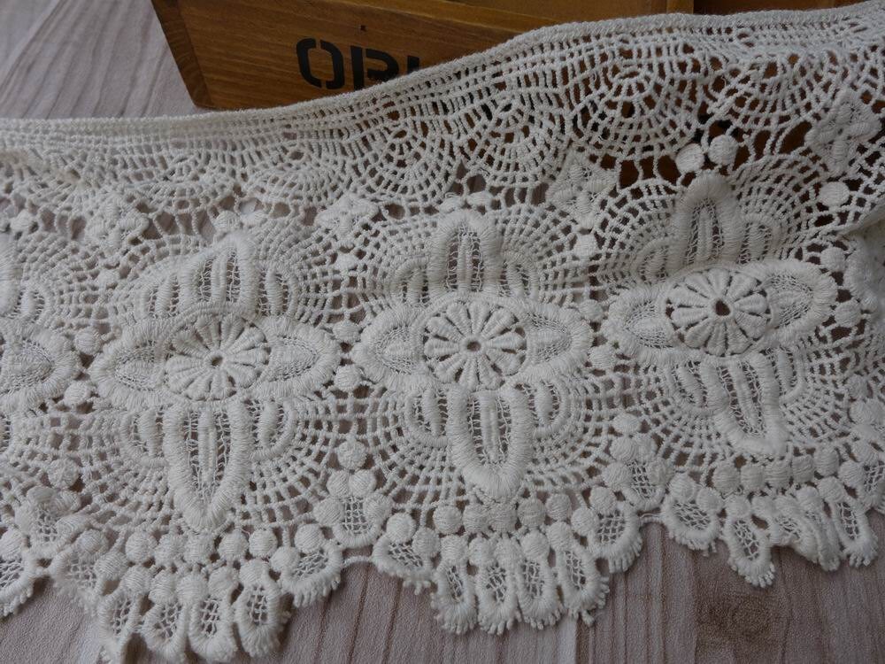 WIDE Cotton Lace Trim Vintage Beige Crochet Lace Scalloped | Etsy