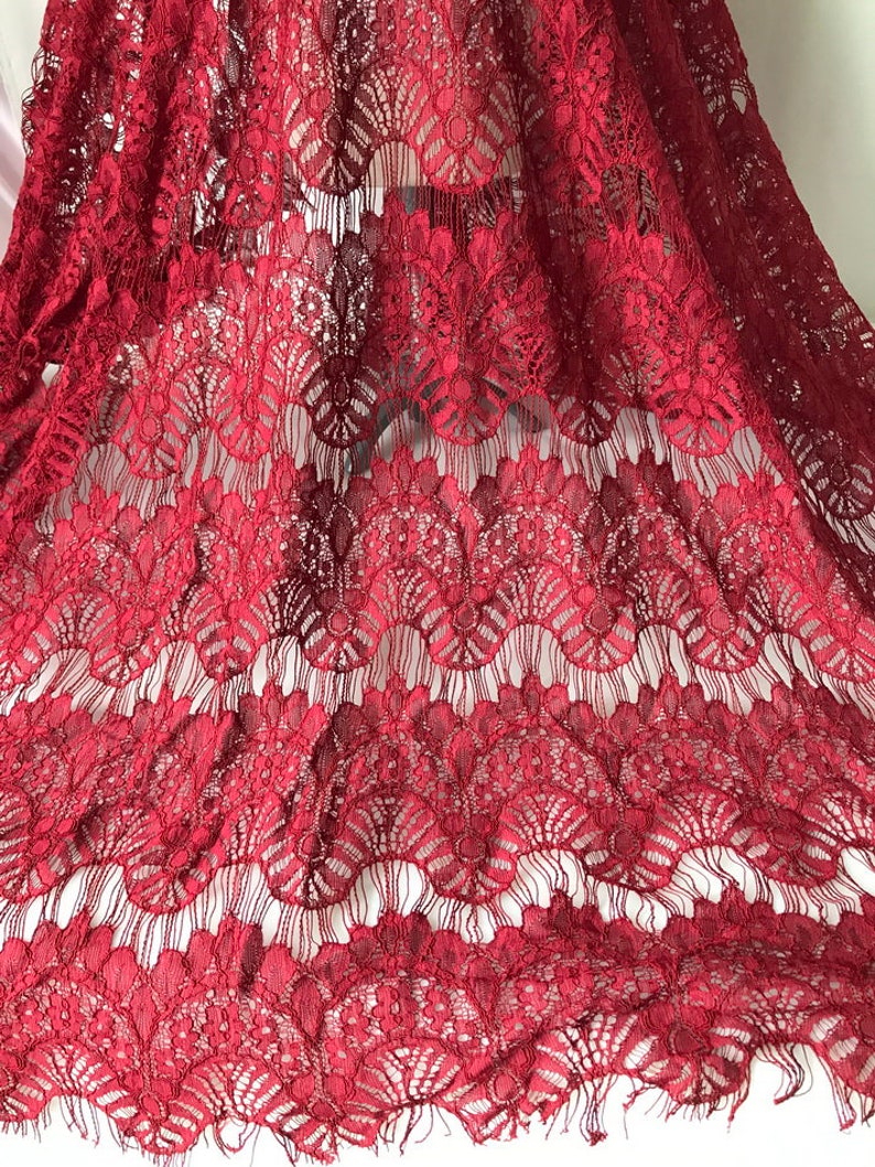 Beautiful scallops lace fabric 59 wide eyelash lace fabric by the yard