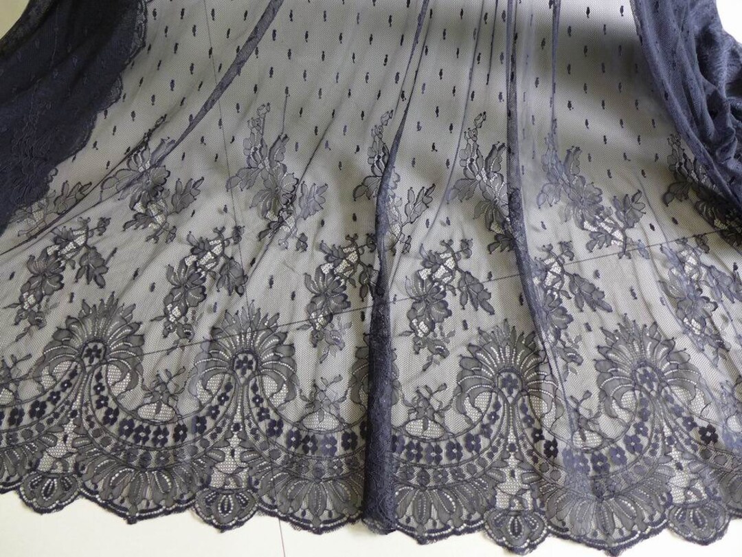 Black Embroidery Fabric, Vintage Dots Lace Fabric, Little Black Dress Lace, 57 Wide Fabric One