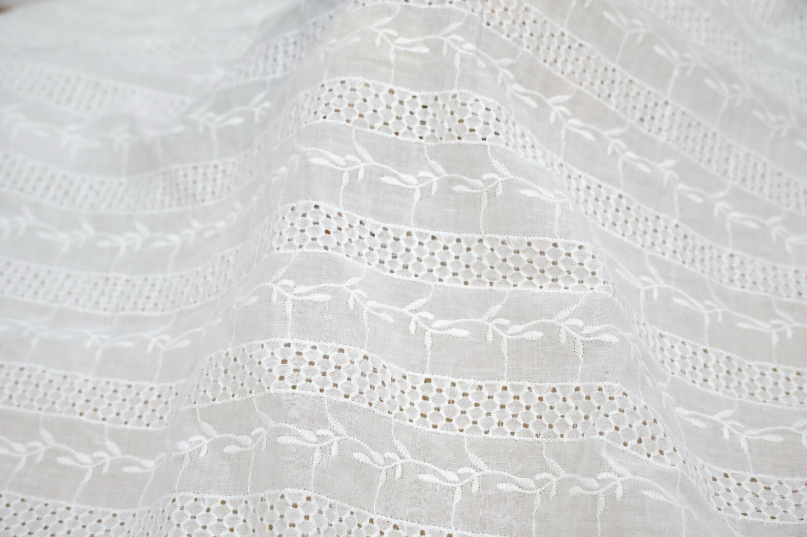 Cotton Fabric off White Leaves Embroidery Fabric Cotton Etsy