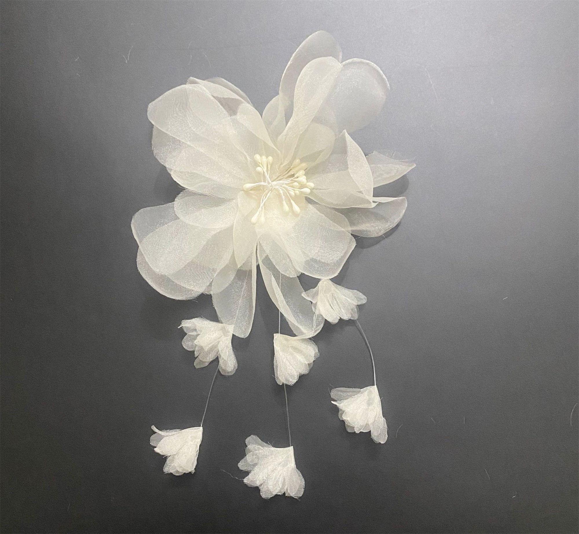 Organza Flower Fringe Lace in White / Champagne for Wedding Etsy