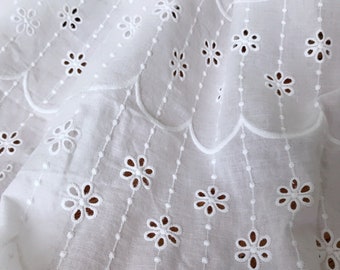 Cotton Eyelet Fabric in Off white for Wedding dress, Eyelet skirt, Boho dress, Curtains