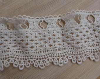 Ivory Lace, Cotton Lace Fabric Trim, Hollowed-out Lace Trim, Lace Pillow Decorative