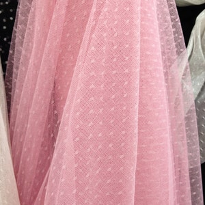 Pink Lace Fabric Little Dots Veil Lace Tulle Lace Fabric For Bridal, Baby Dresses, Tutus, Jewelry Design
