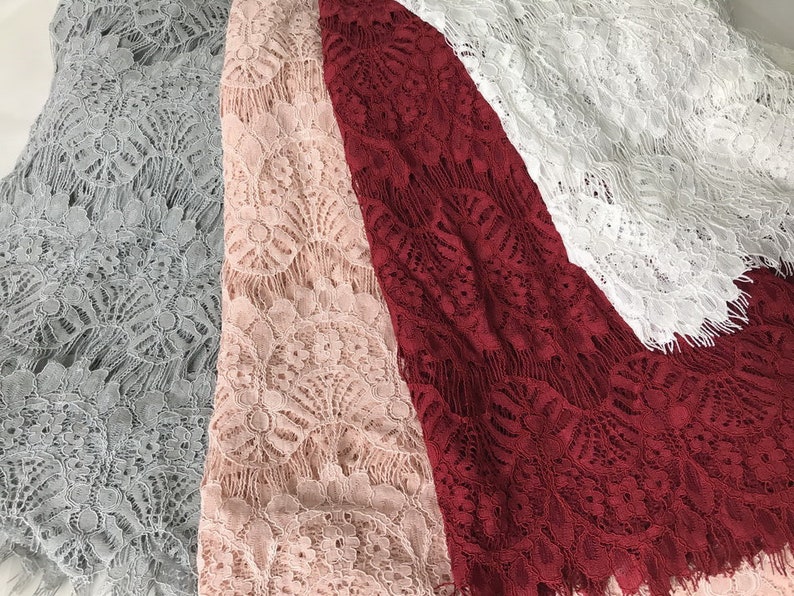 Beautiful scallops lace fabric 59 wide eyelash lace fabric by the yard