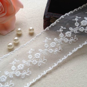 French Rose Lace Trim,White Embroidered Lace Trim For Costumes, Wedding Gowns, Doll Clothes